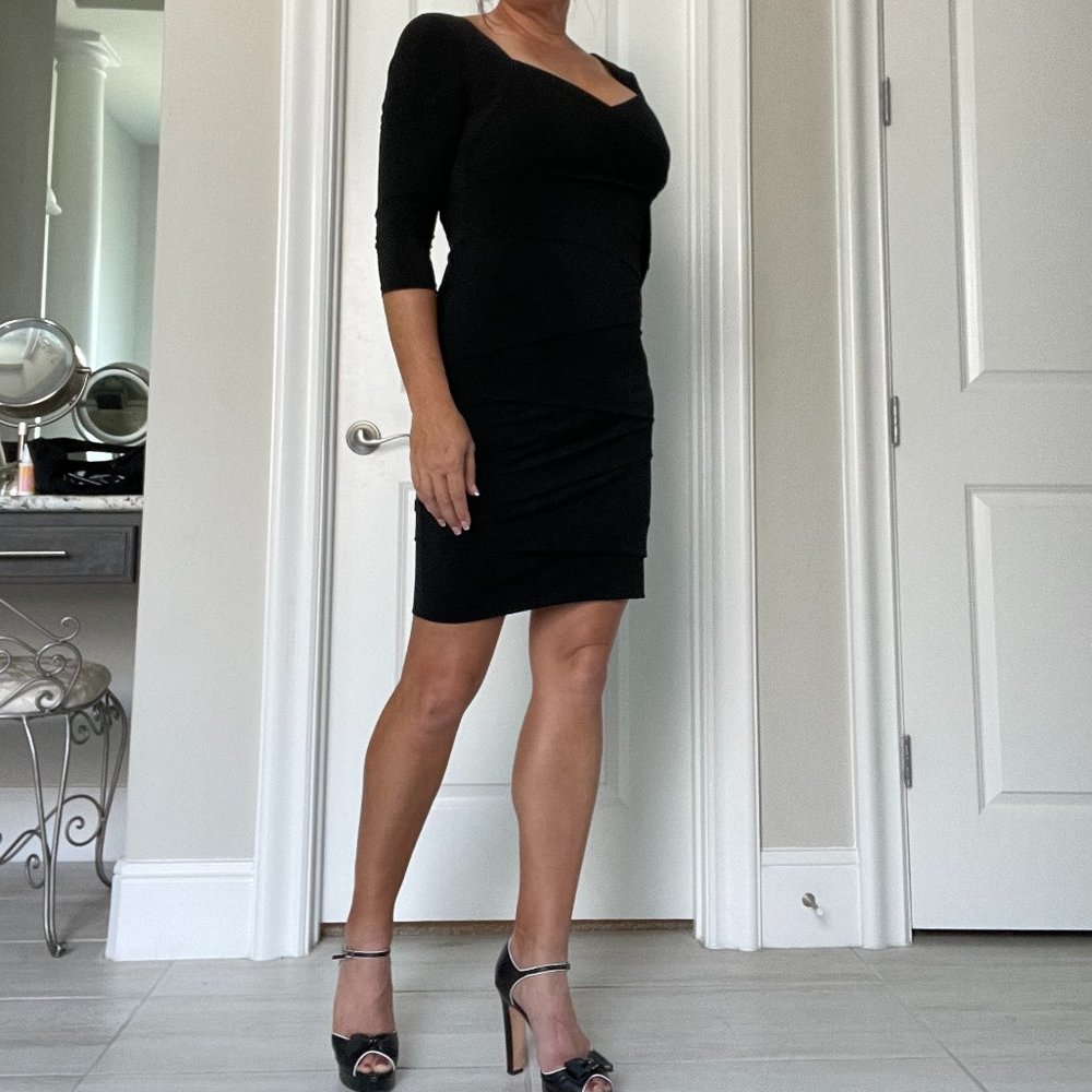 WHBM Black “Instantly Slimming” Tiered Dress